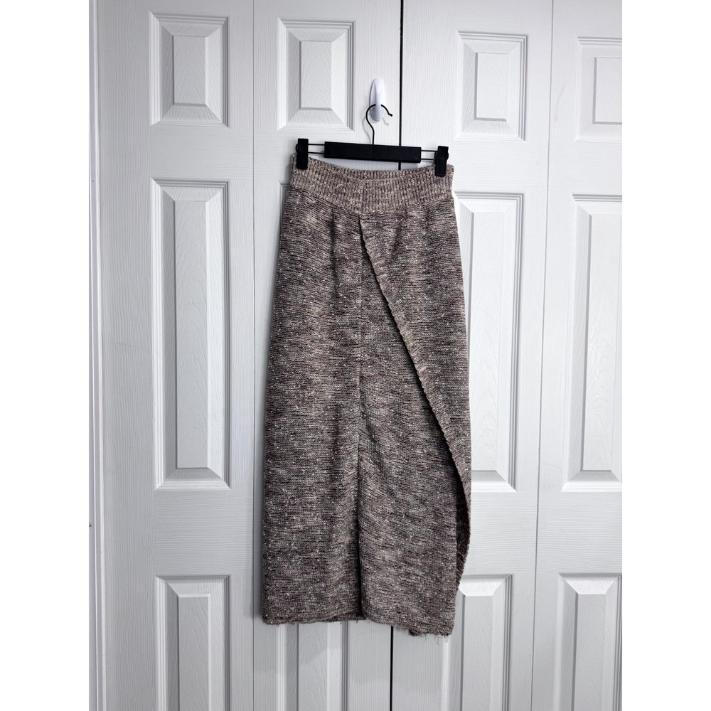 Moth Anthropologie Boucle Knit Faux Wrap Sweater Skirt Women's Small Brown Ivory